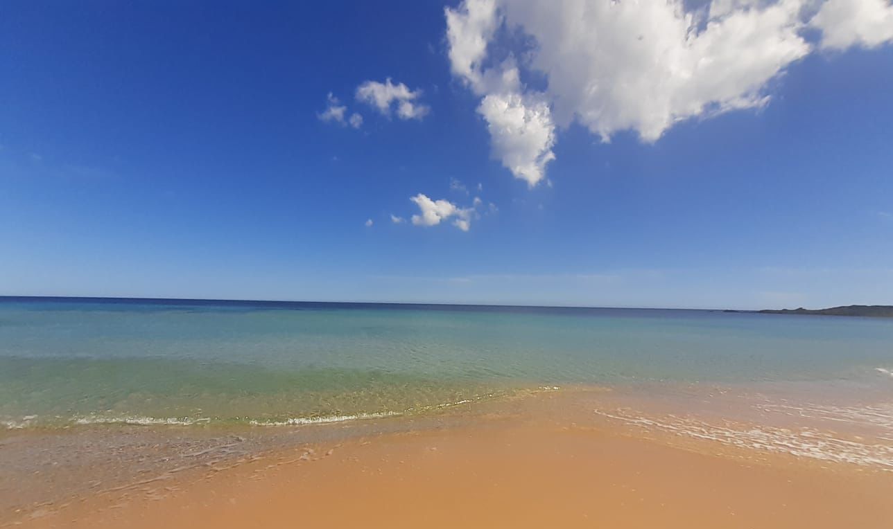 Una playa con agua turquesa cristalina y una orilla de arena.