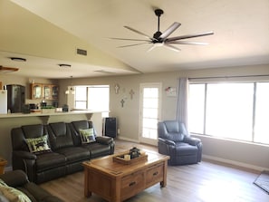 电视、壁炉、DVD 播放器