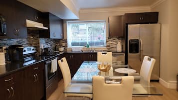 Fridge, microwave, oven, dishwasher