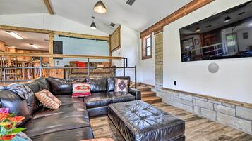 TV, foosball, offices, computer monitors