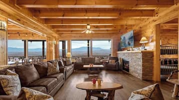 Smart TV, fireplace, DVD player, foosball