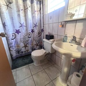 وحدات دش مع أحواض استحمام، مناشف، ورق حمّام