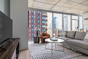 TV, stereo, offices - Dreamy River North 1BR w/ Gym, Pool & Lounge, nr L, by Blueground (Chicago)
