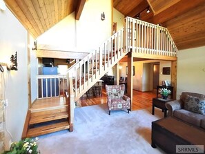 Smart TV, fireplace, foosball