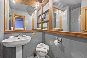 Ducha, secador de pelo, bidé y toallas