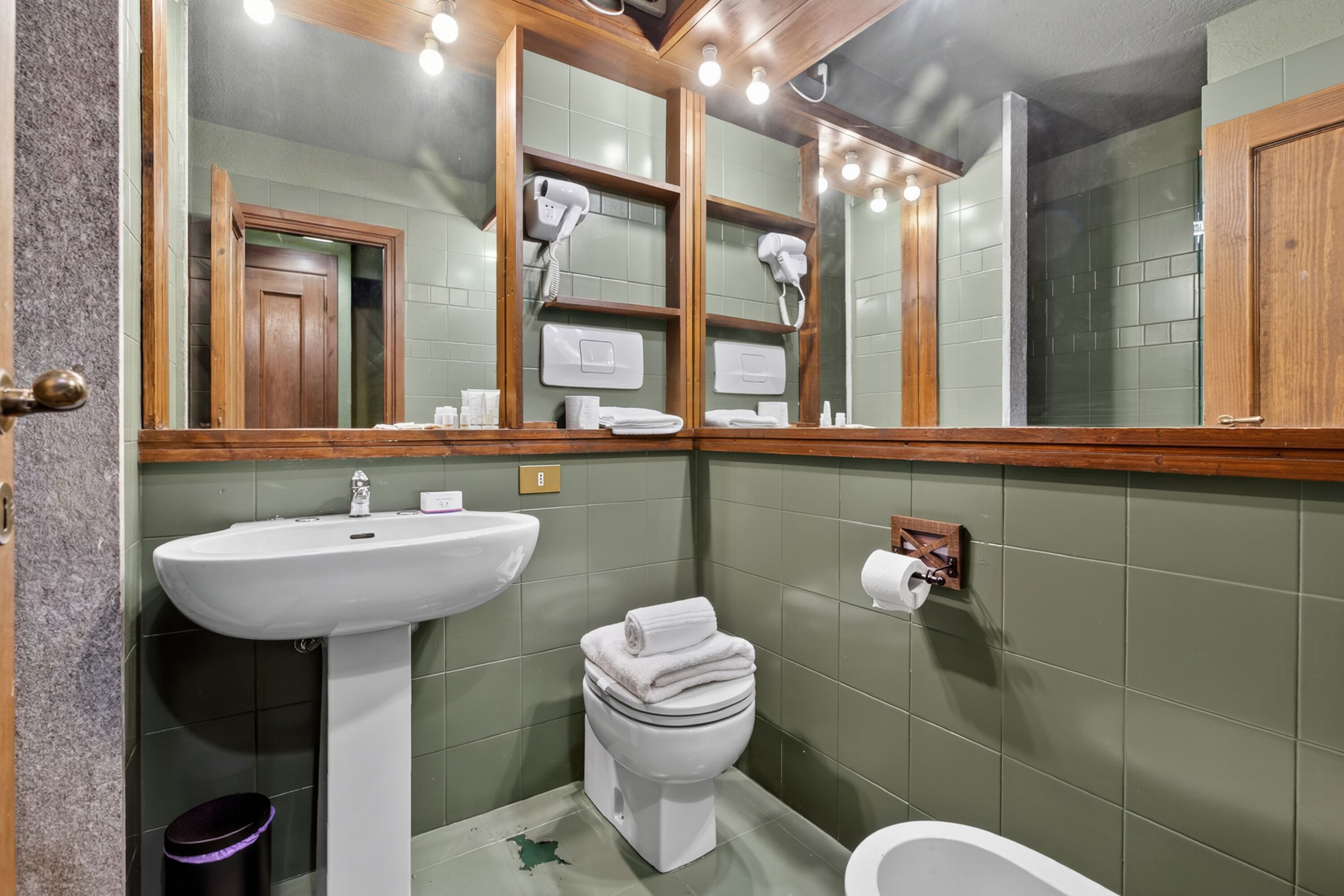 Dusj, hårføner, bidé og håndklær