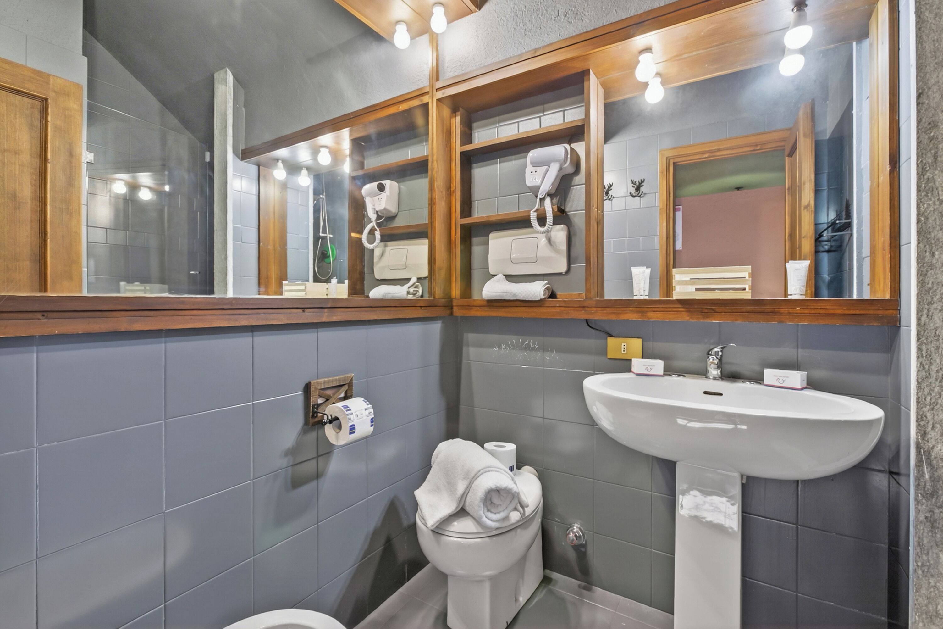 Suihku, hiustenkuivaaja, bidee, pyyhkeet