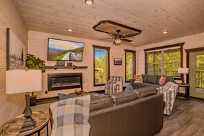 Smart TV, fireplace, video games, books