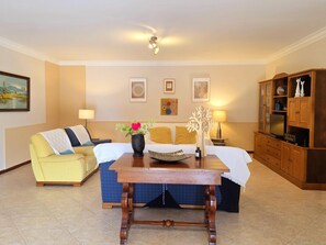 Fernseher, Kamin, Tischtennisplatte