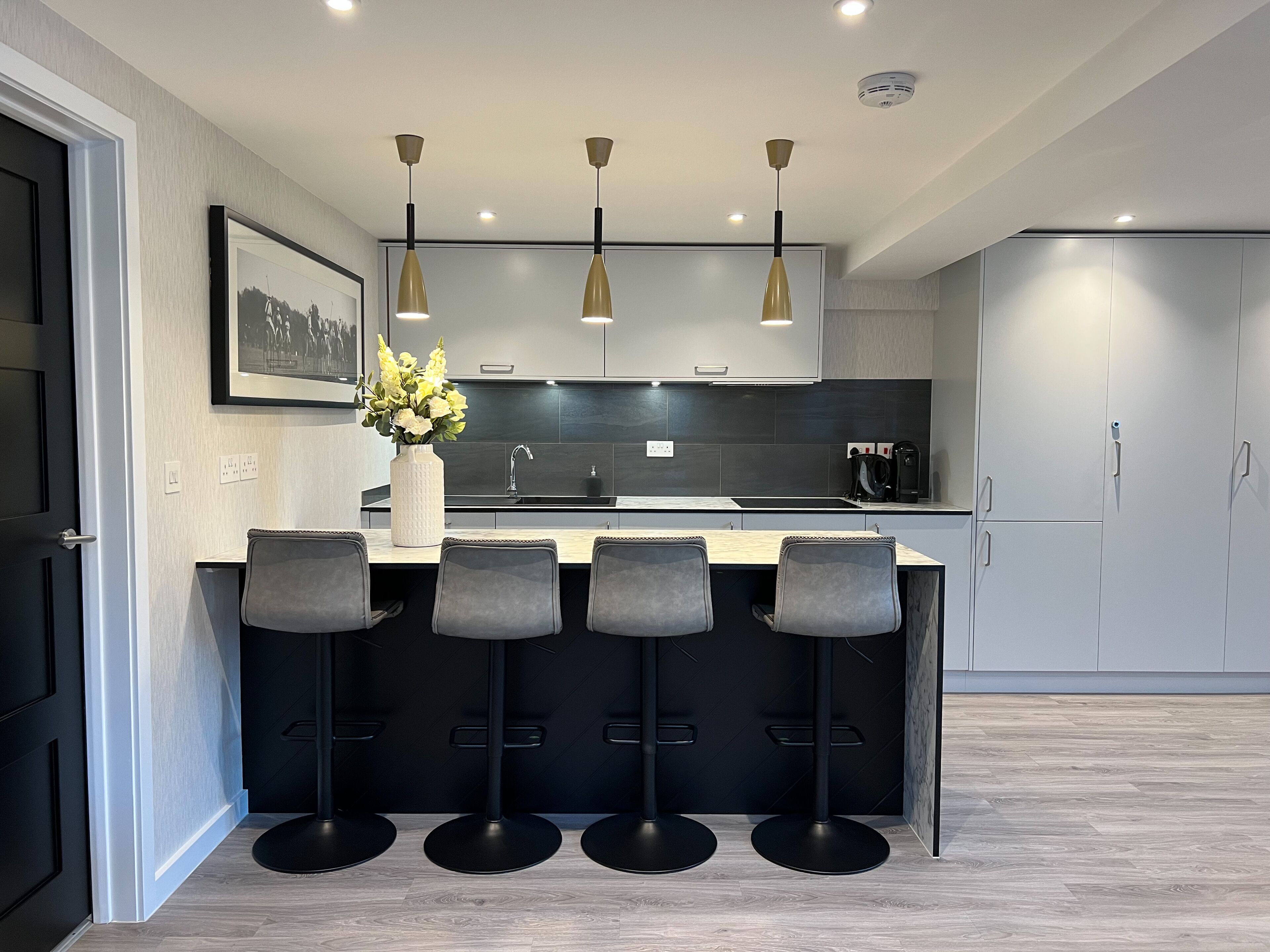 Apartment, 1 King Bed | Private kitchen | Fridge, microwave, oven, stovetop