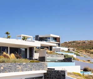 Exterior - Luxury Seafront Villa Eros with Private Pool - Rock Bay Villas - Crete, Greece (Agia Pelagia)