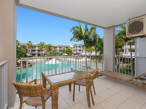 Outdoor dining - The Sand Resort Kingscliff - One Bedroom Pool View (6218) - Holiday Management Co. (Tweed)