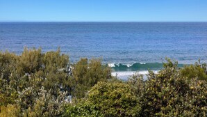 A coastal landscape with a view of the ocean and dense vegetation in the foreground. - The Pool Resort Kingscliff - One Bed Ocean View (2308) - Holiday Management Co. (Tweed)