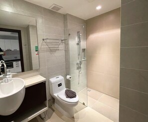 Chuveiro, secador de cabelo, bidê 