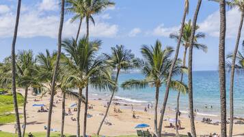 On the beach, beach towels