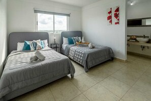 2 bedrooms, desk, iron/ironing board, travel cot