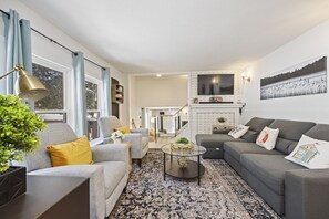 TV, fireplace, table football, ping pong