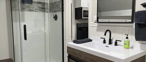 Shower, hair dryer