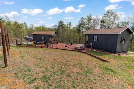 Outdoor dining. The Fire Cabin sets in the heart of the beautiful Moravian Falls