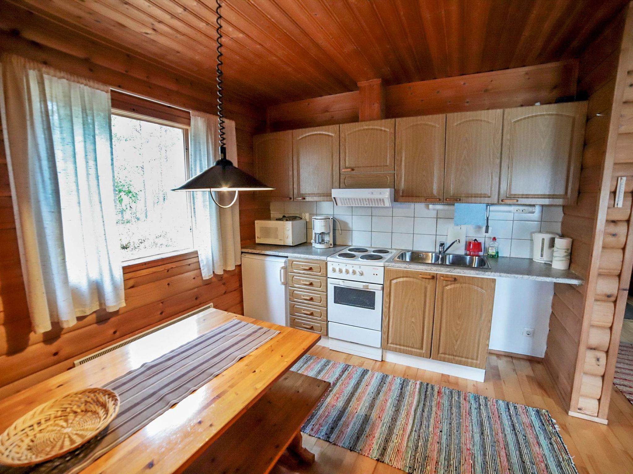 Fridge, microwave, cookware/dishes/utensils