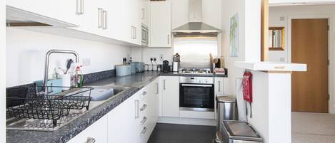 Fridge, microwave, oven, dishwasher