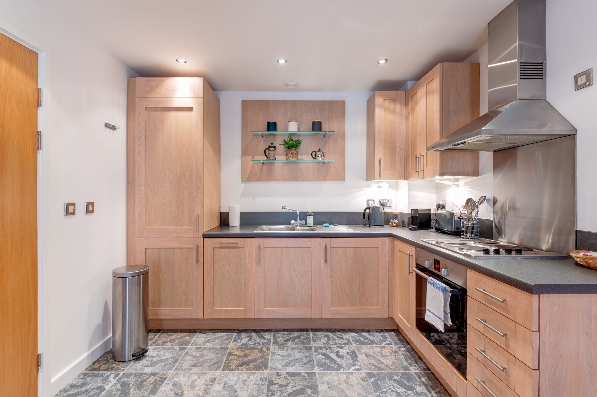 Fridge, microwave, oven, dishwasher