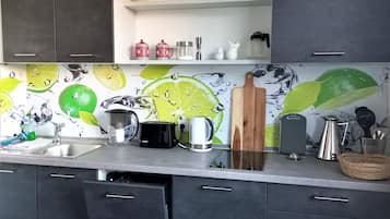 Fridge, microwave, stovetop, dishwasher