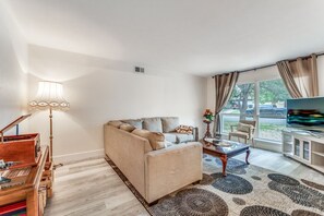 تلفزيون ذكي، مدفأة، كُتُب، مكتبة موسيقى