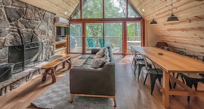 New Construction! Modern Lakefront A-Frame with Hot Tub + Fire Pit