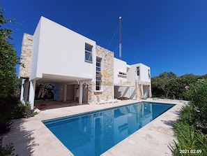 Outdoor pool - Beachfront Villa in Sisal, Yucatan, Mexico (Hunucmá)