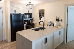 Fridge, microwave, oven, dishwasher