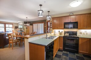 Fridge, microwave, oven, dishwasher