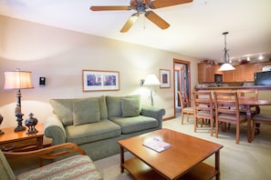 TV, fireplace - 1205A - One Bedroom Standard Eagle Springs West by RedAwning (Solitude)