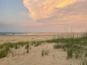 Beach nearby, sun loungers