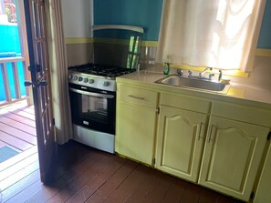 Fridge, oven, stovetop, electric kettle
