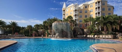 3 outdoor pools, a heated pool