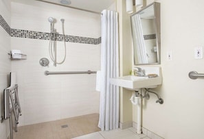 Hair dryer, towels, toilet paper