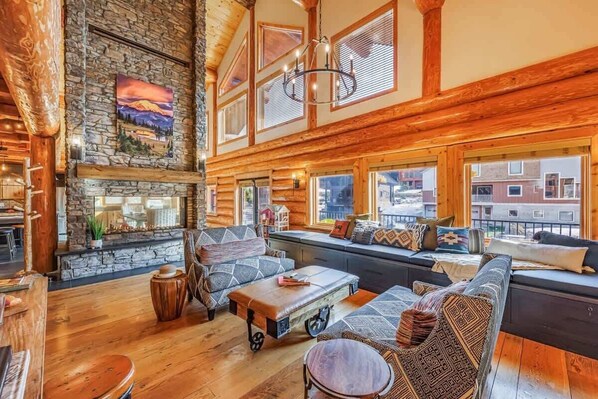 TV, fireplace, video games, DVD player