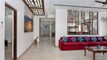 Exclusive Villa, 6 Bedrooms, Private Pool, Beachside | Living area | 55-inch flat-screen TV with satellite channels, TV, toys