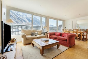 Télévision, cheminée, lecteur de DVD