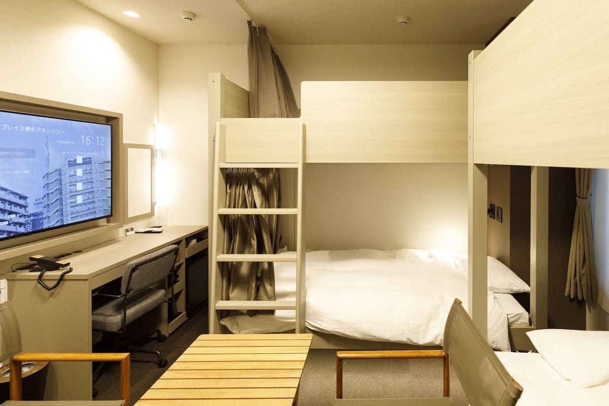 Een bureau, gratis wifi, beddengoed