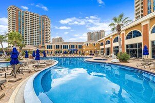 Indoor pool, 3 outdoor pools, open 9:00 AM to 10:00 PM, sun loungers