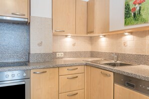 Fridge, oven, stovetop, dishwasher