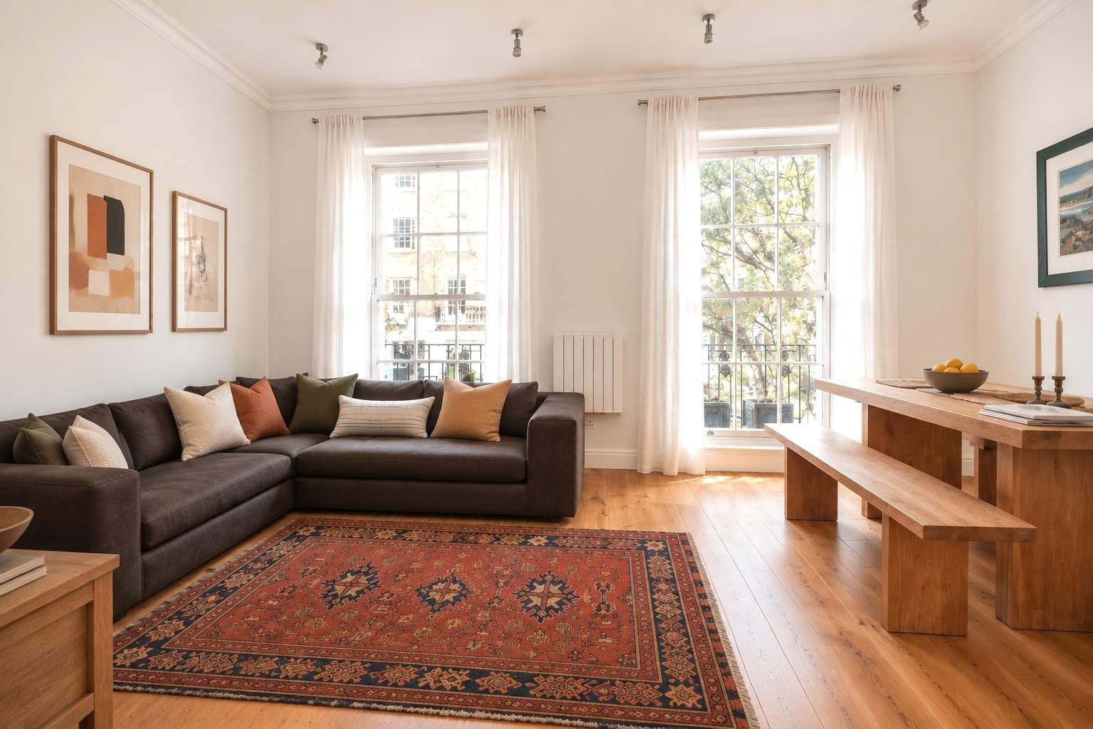 The open-plan living and dining area