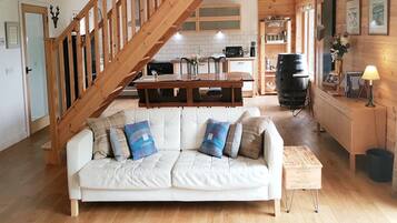 TV, DVD player, books, music library