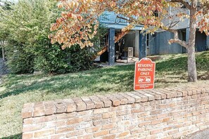 A brick wall with a 'Resident Parking Only' sign. - Staunton Underground: Center of Downtown (Staunton)
