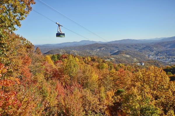 View of the Ober Mountain aerial tram from the deck