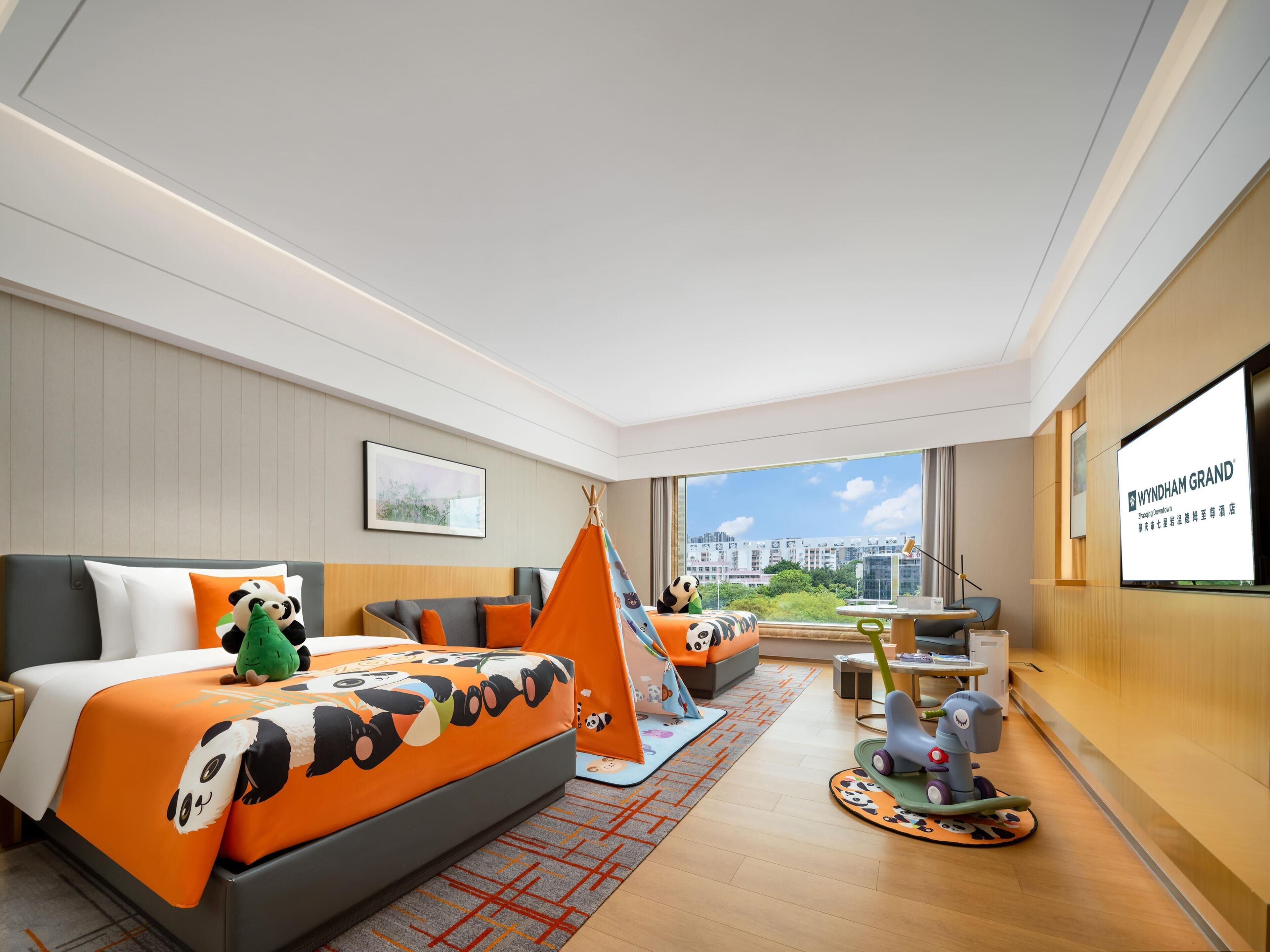 Room, 2 Double Beds, Garden View (Panda Themed)