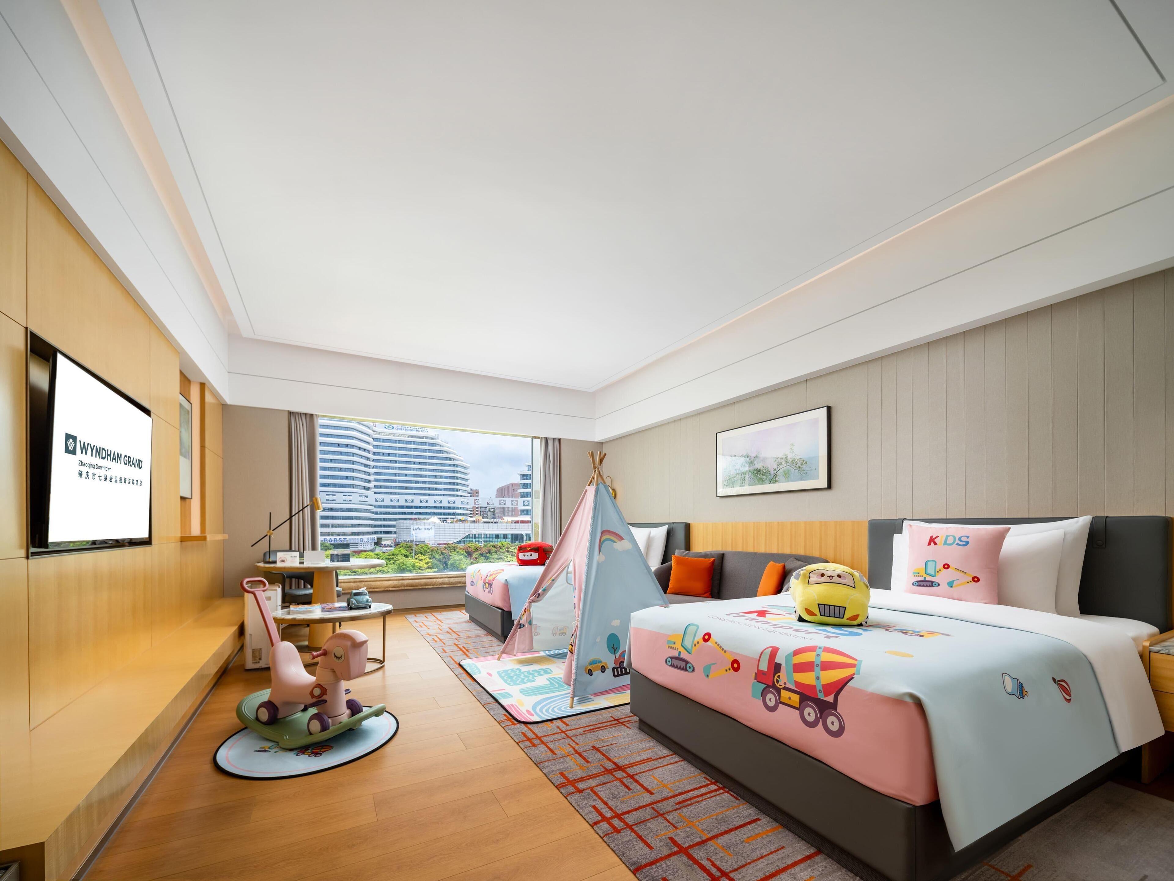 Room, 2 Double Beds, Garden View (Cars Theme)