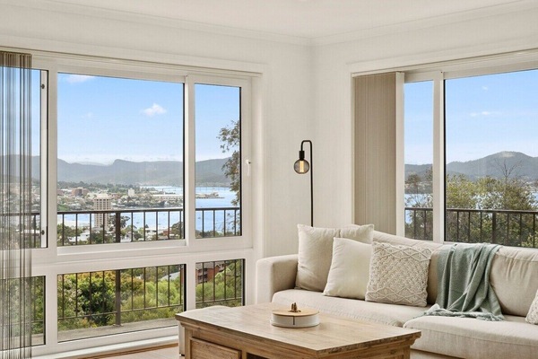 With amazing views over Hobart.